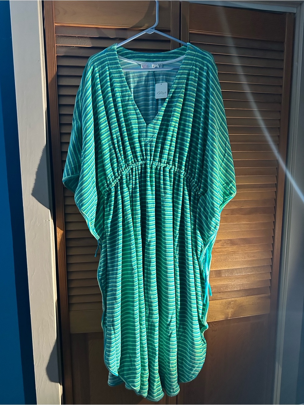 Free People The Beach - Green Striped Terry Swim Coverup